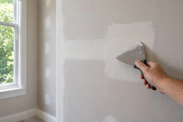 Drywall being patched with a finishing knife