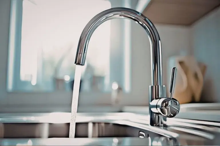 Chrome kitchen faucet and sink