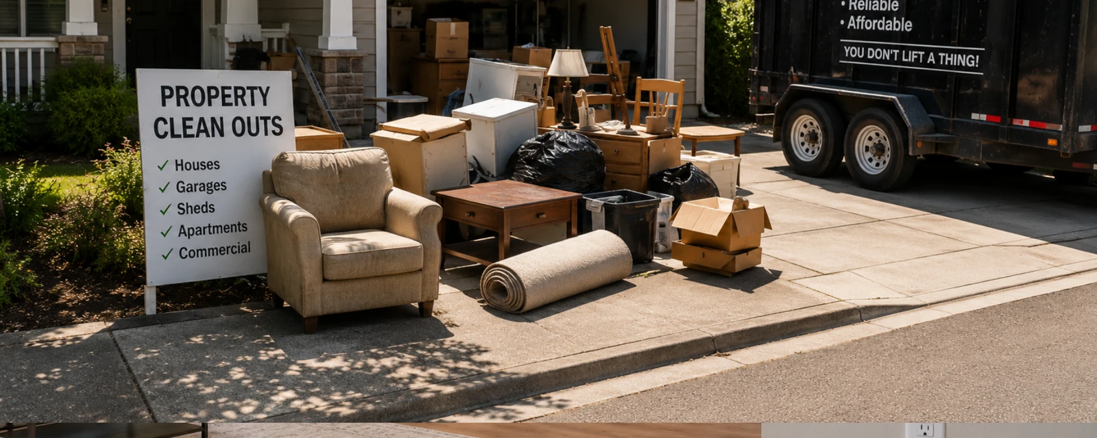 Furniture and materials being cleared from a property