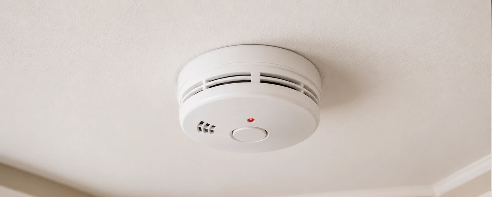 Smoke detector installed on a ceiling
