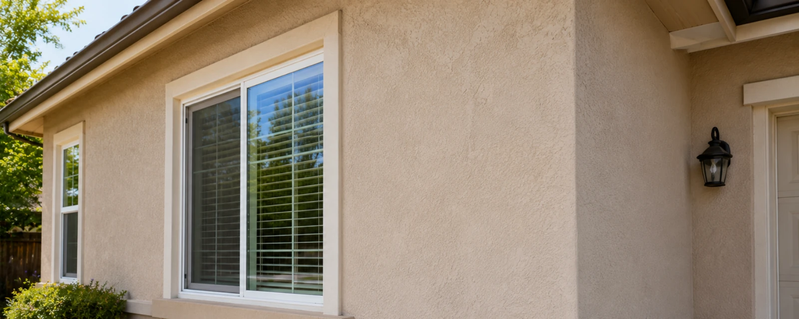 Stucco exterior walls of a home
